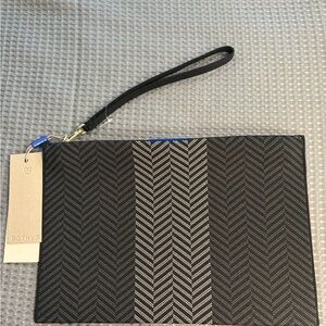 Rothy's Black Chevron Wristlet Pouch with Center Contrast Stripe